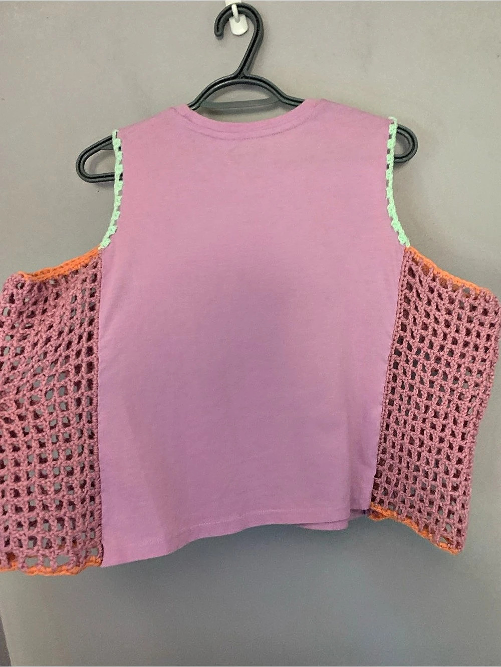 Upcycled Looney Tunes Tweety Bird Graphic Tank Top With Crochet - Picture 5 of 8